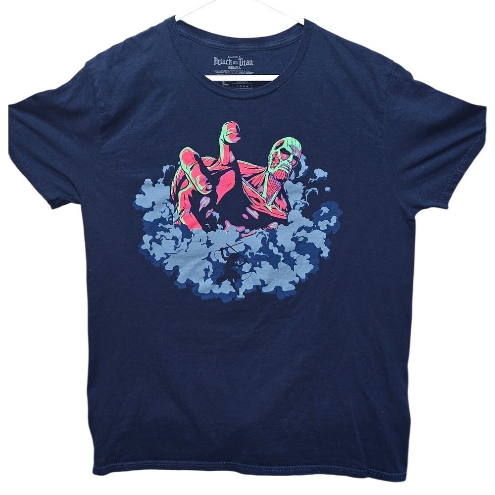 Attack on Titan Season 2 Colossal Titan Graphic‎ Tee Navy Blue Mens Large L